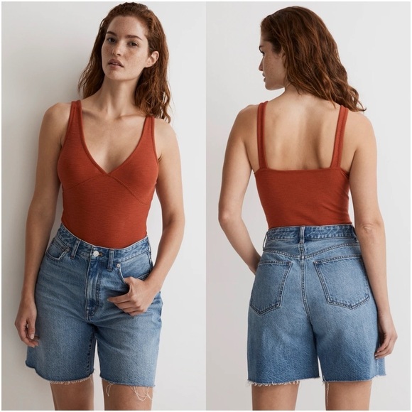 MADEWELL Deep V-Neck Thong Bodysuit - Picture 1 of 5
